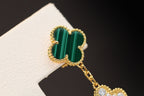 ¡®Imperial¡¯CLOVER EARRINGS GOLD MALACHITE DIAMOND 3 MOTIF