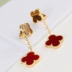 ¡®Imperial¡¯CLOVER  2 MOTIF  TIGER EYE CARNELIAN EARRINGS