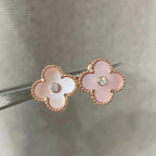 ¡®Imperial¡¯CLOVER MEDIUM 1 MOTIFS  PINK MOP DIAMOND EARRINGS