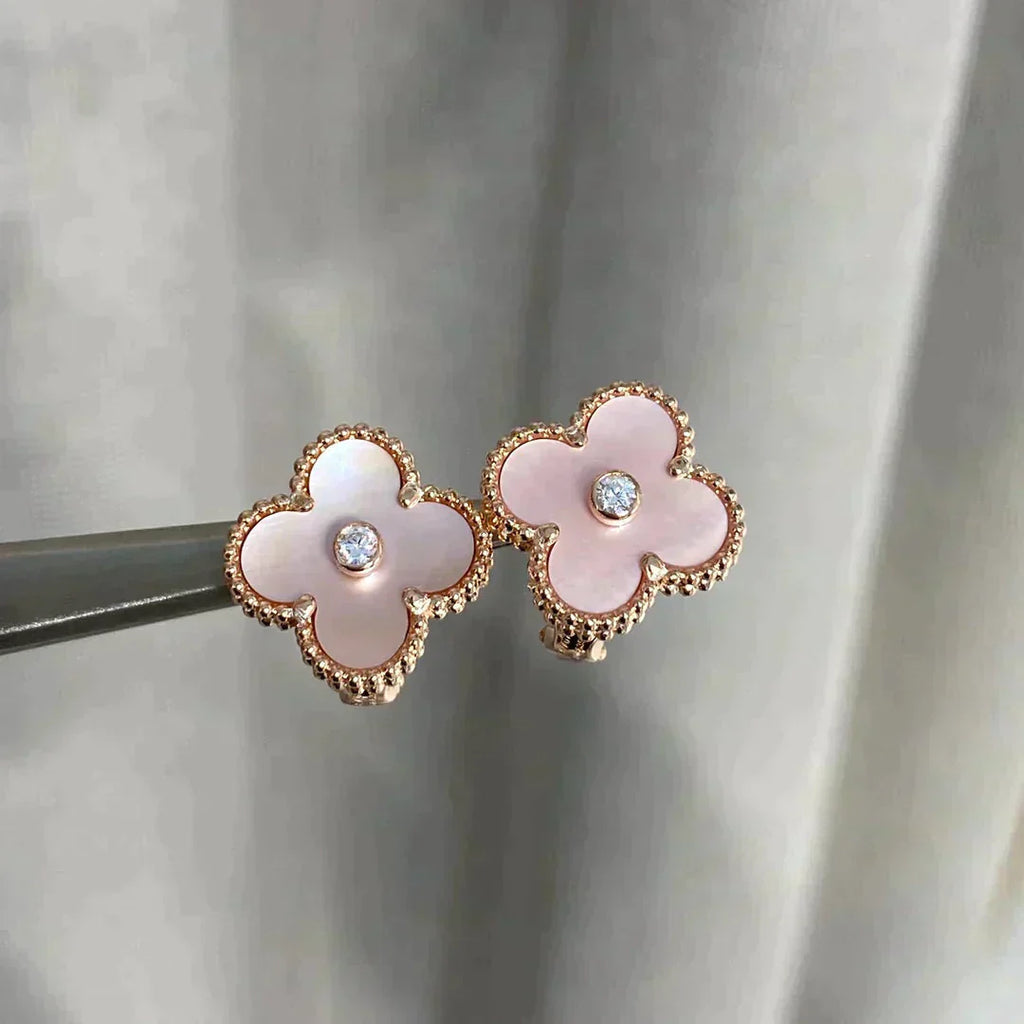 ¡®Imperial¡¯CLOVER MEDIUM 1 MOTIFS  PINK MOP DIAMOND EARRINGS