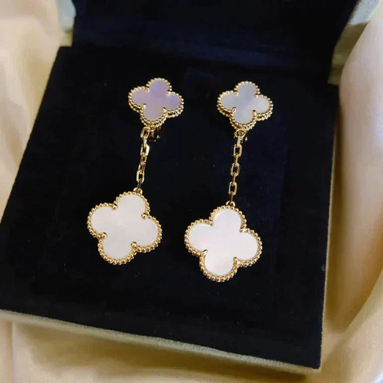 ¡®Imperial¡¯CLOVER 2 MOTIF WHITE MOP EARRINGS