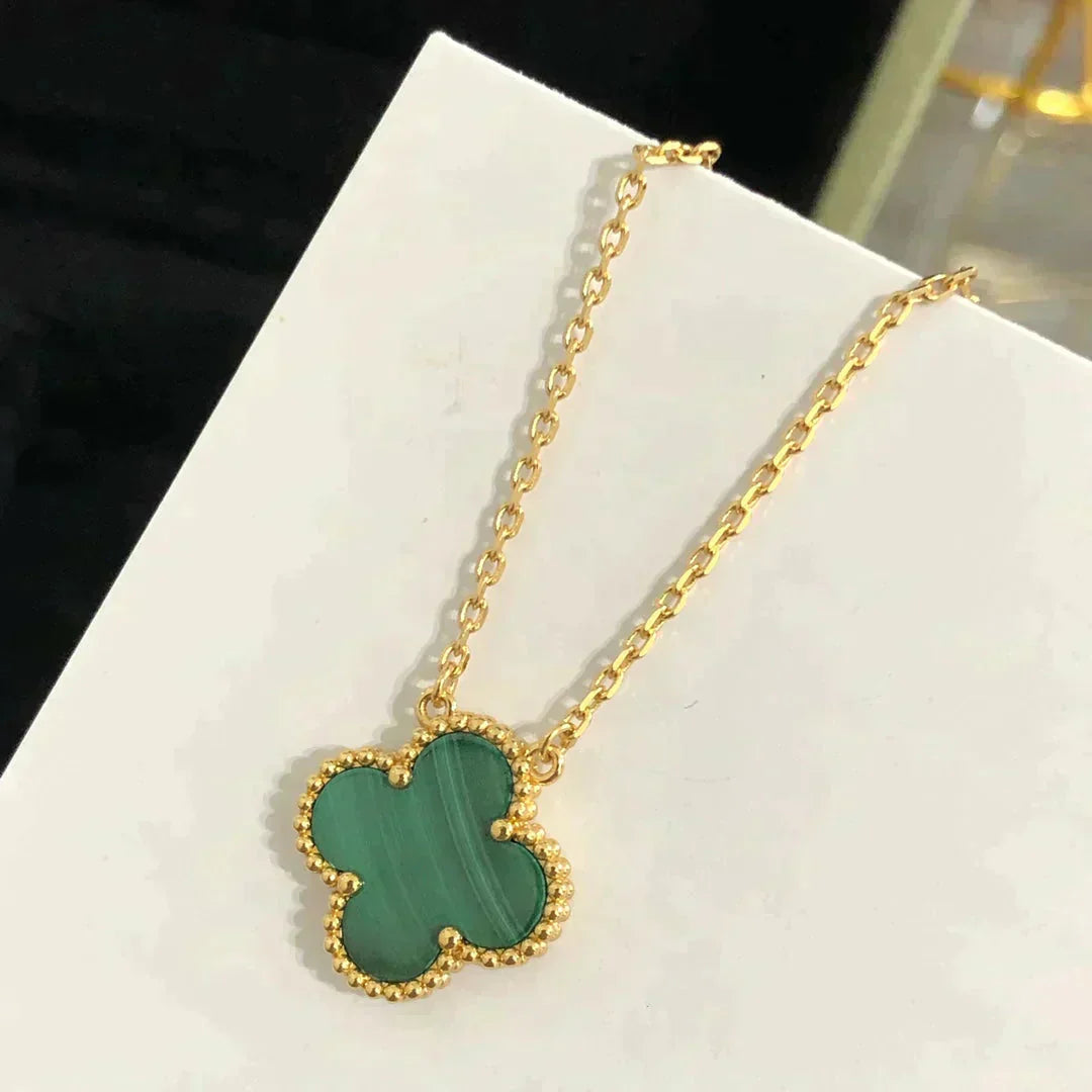¡®Imperial¡¯CLOVER 15MM MALACHITE SINGLE FLOWER  NECKLACE