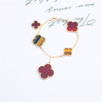 ¡®Imperial¡¯CLOVER BRACELET 5 MOTIFS CARNELIAN TIGER EYE