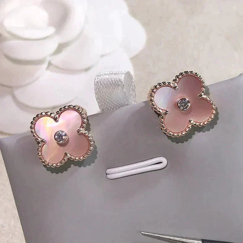 ¡®Imperial¡¯CLOVER MEDIUM 1 MOTIFS  PINK MOP DIAMOND EARRINGS