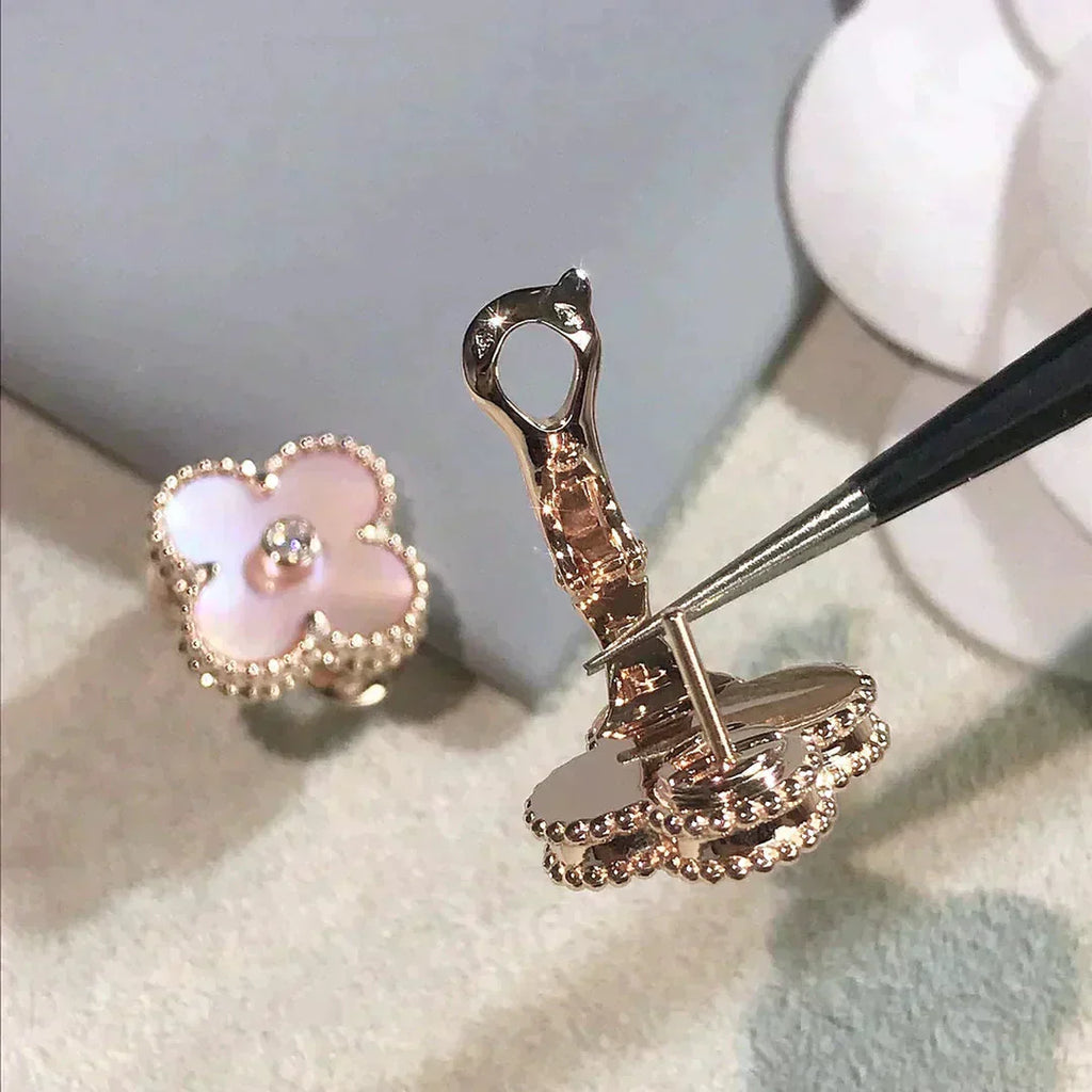 ¡®Imperial¡¯CLOVER MEDIUM 1 MOTIFS  PINK MOP DIAMOND EARRINGS