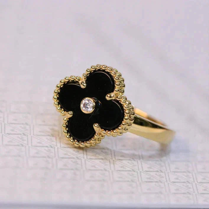 ¡®Imperial¡¯CLOVER ONYX RING GOLD DIAMOND