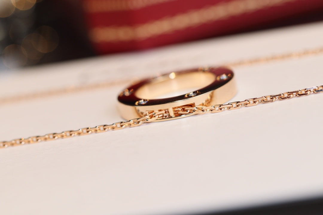 ¡®Imperial¡¯LOVE NECKLACE 16MM 6 DIAMONDS PINK GOLD