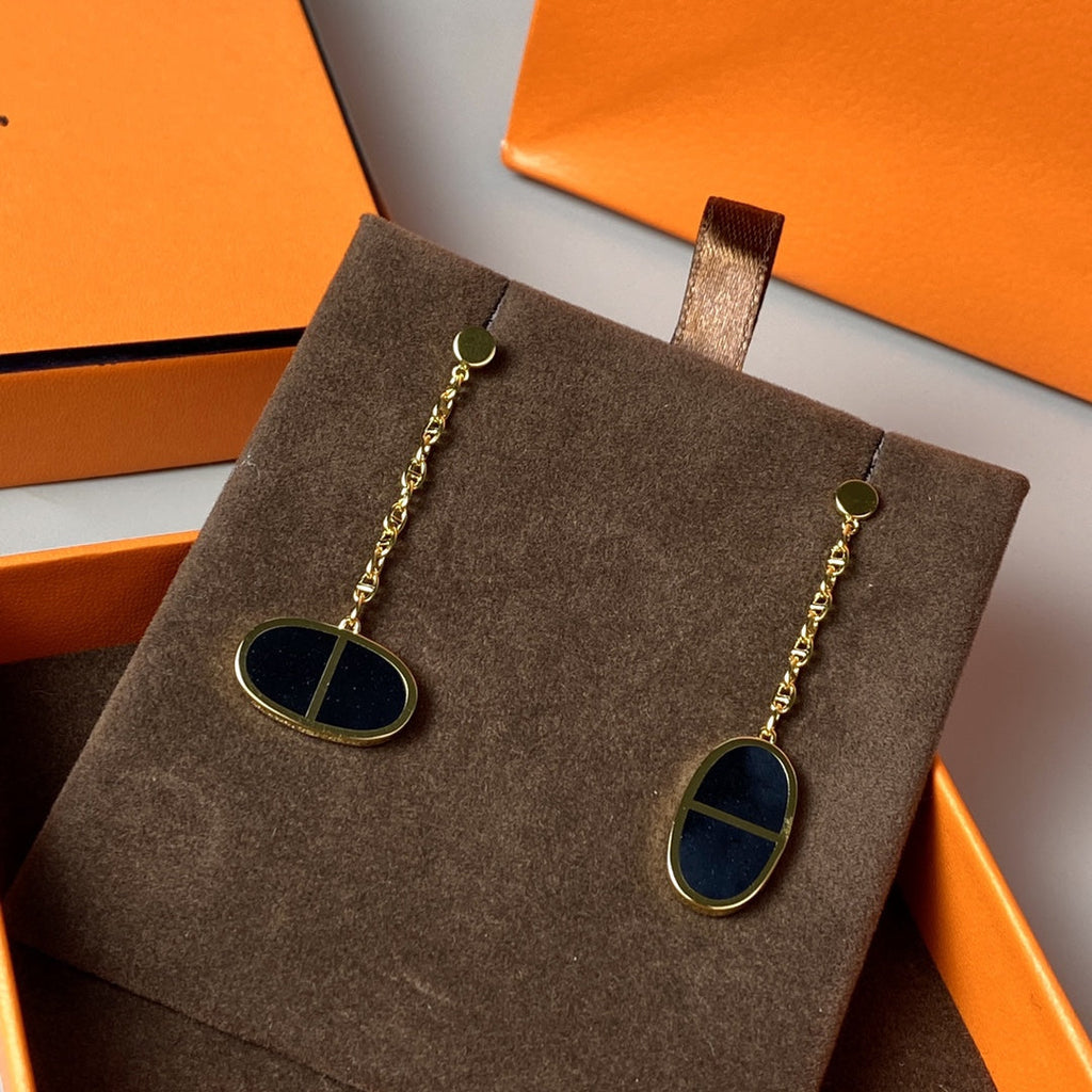 ¡®Imperial¡¯CHAINE VERSO BLACK CERAMIC EARRINGS