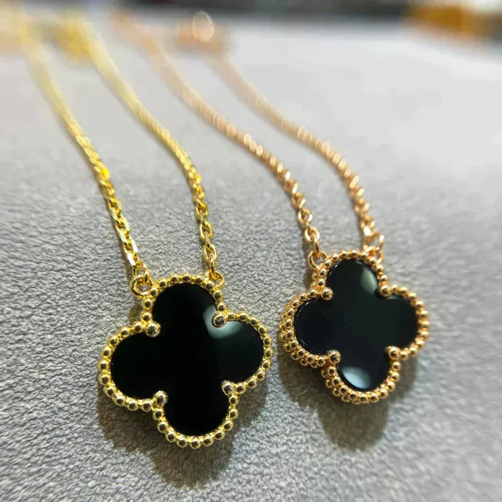 ¡®Imperial¡¯CLOVER 15MM BLACK ONYX SINGLE FLOWER NECKLACE