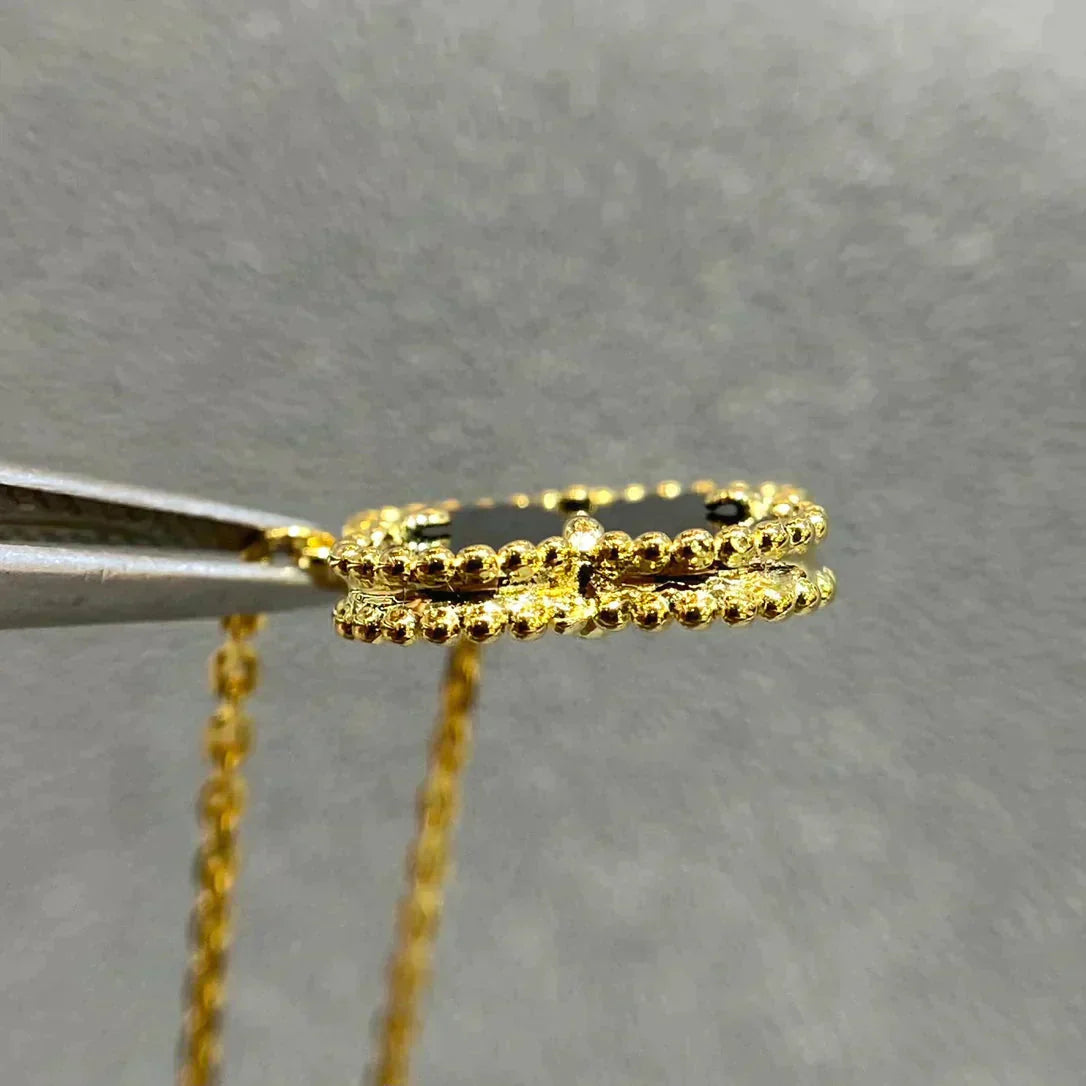 ¡®Imperial¡¯CLOVER 15MM BLACK ONYX SINGLE FLOWER NECKLACE