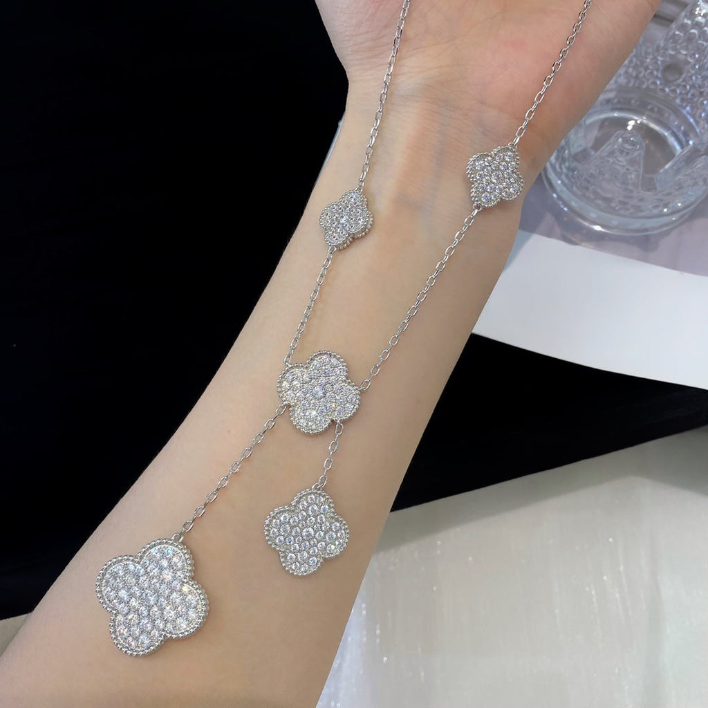¡®Imperial¡¯CLOVER 5 MOTIFS SILVER DIAMONDS NECKLACE