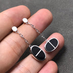 ¡®Imperial¡¯CHAINE VERSO BLACK CERAMIC SILVER EARRINGS