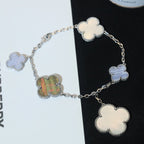 ¡®Imperial¡¯CLOVER BRACELET 5 MOTIFS MOP CHALCEDONY SILVER