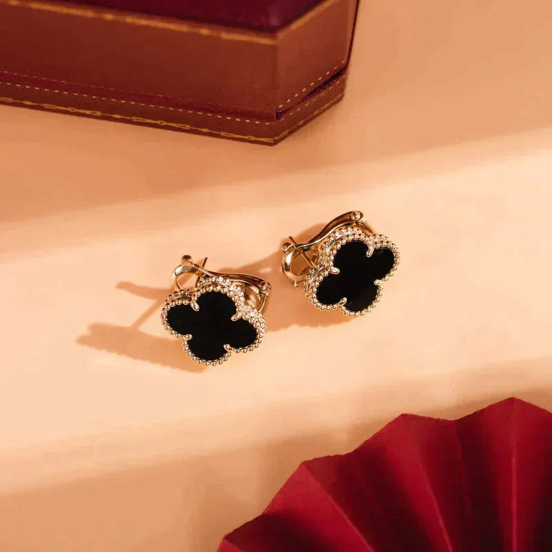 ¡®Imperial¡¯CLOVER MEDIUM 1 MOTIFS  ONYX STUD EARRINGS