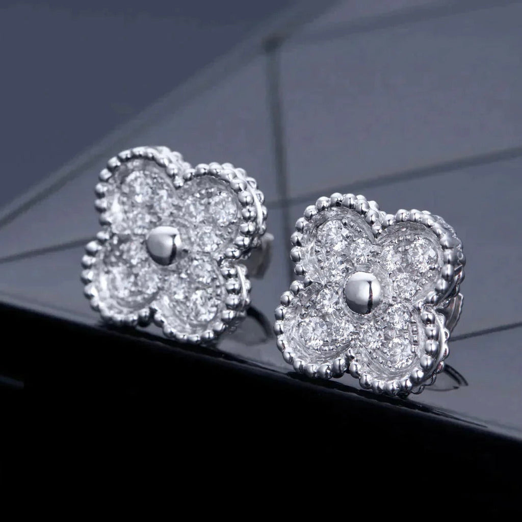 ¡®Imperial¡¯CLOVER 1 MOTIFS DIAMOND STUD EARRINGS SILVER