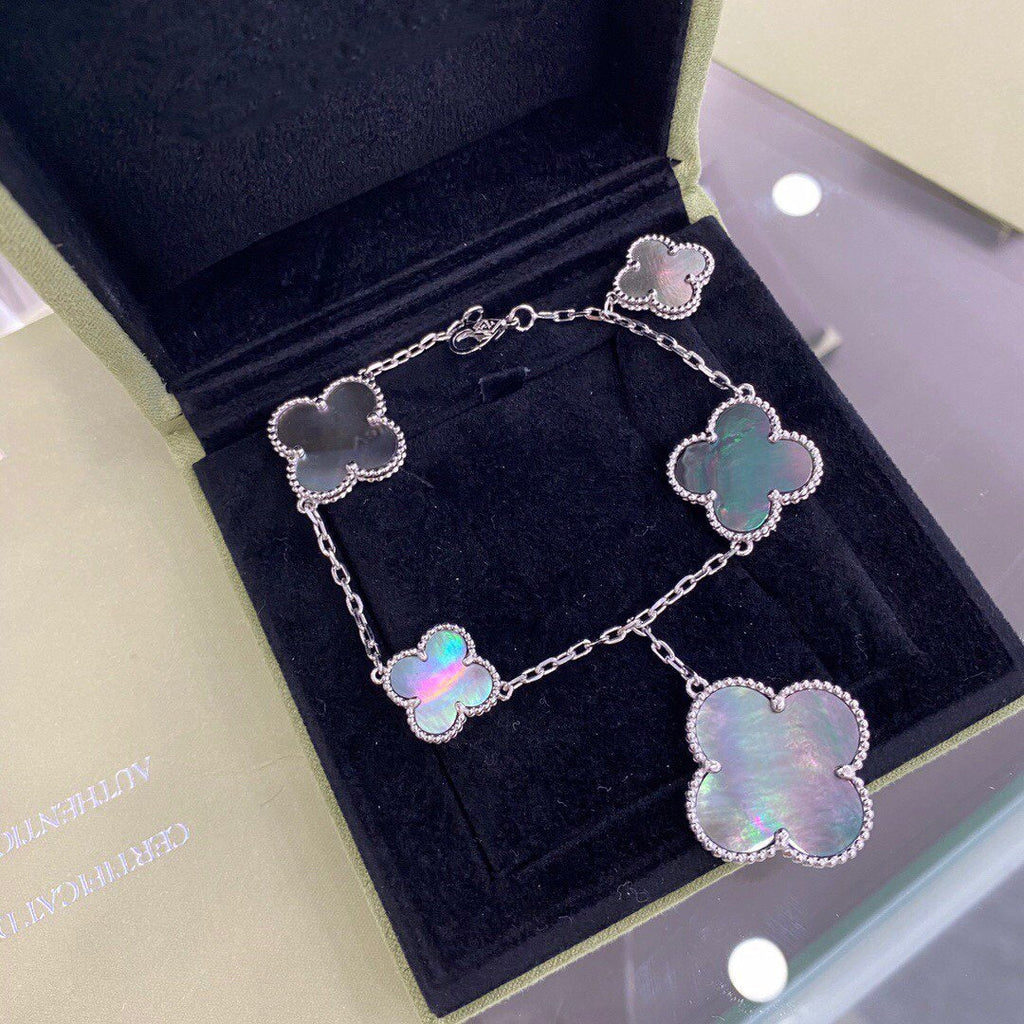 ¡®Imperial¡¯CLOVER 5 MOTIFS SIVLER DARK MOP BRACELET