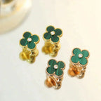 ¡®Imperial¡¯CLOVER MEDIUM 1 MOTIFS MALACHITE DIAMOND EARRINGS