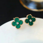 ¡®Imperial¡¯CLOVER MEDIUM 1 MOTIFS MALACHITE DIAMOND EARRINGS