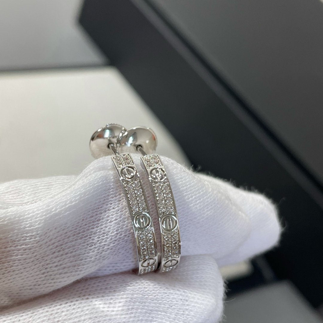 ¡®Imperial¡¯LOVE DIAMOND SILVER HOOP EARRINGS