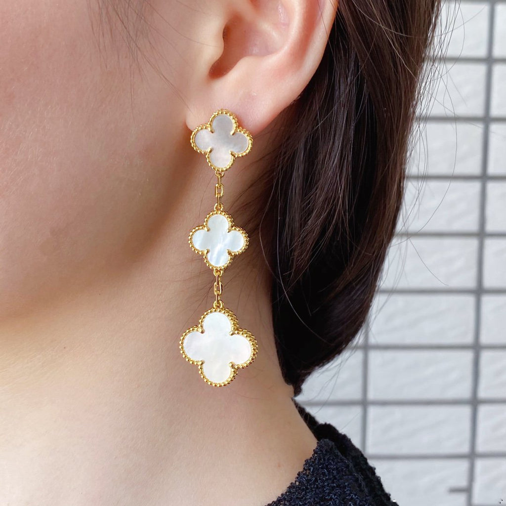 ¡®Imperial¡¯CLOVER MOP 3 MOTIFS GOLD EARRINGS