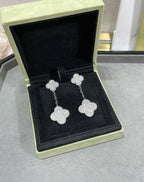 ¡®Imperial¡¯CLOVER 2 MOTIFS DIAMOND PAVED SILVER EARRINGS
