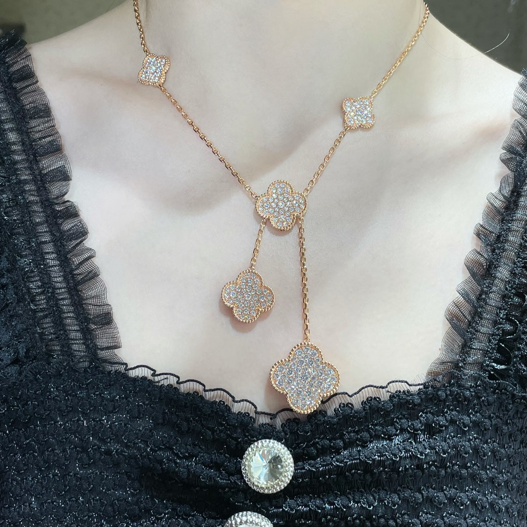 ¡®Imperial¡¯CLOVER 6 MOTIF DIAMOND PAVED NECKLACE