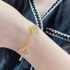 ¡®Imperial¡¯CLOVER 5 MOTIF DIAMOND PINK MOP PINK GOLD BRACELET