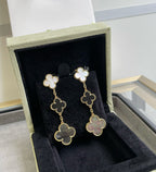 ¡®Imperial¡¯CLOVER 3 MOTIF MOP ONYX DARK MOP PINK GOLD EARRINGS