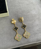 ¡®Imperial¡¯CLOVER 3 MOTIF MOP ONYX DARK MOP PINK GOLD EARRINGS