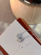 ¡®Imperial¡¯PERLEE DOUBLE PENDANT SILVER DIAMOND NECKLACE