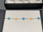 ¡®Imperial¡¯CLOVER 5 MOTIF BLUE CHALCEDONY DIAMOND GOLD BRACELET