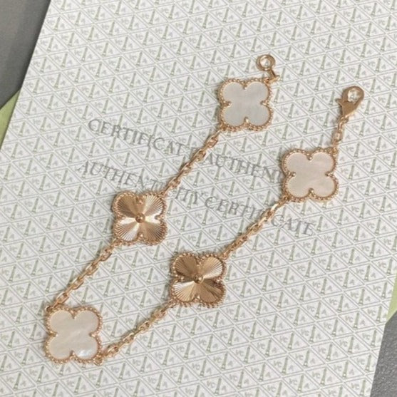 ¡®Imperial¡¯CLOVER BRACELET 5 MOTIF WHITE MOP PINK GOLD
