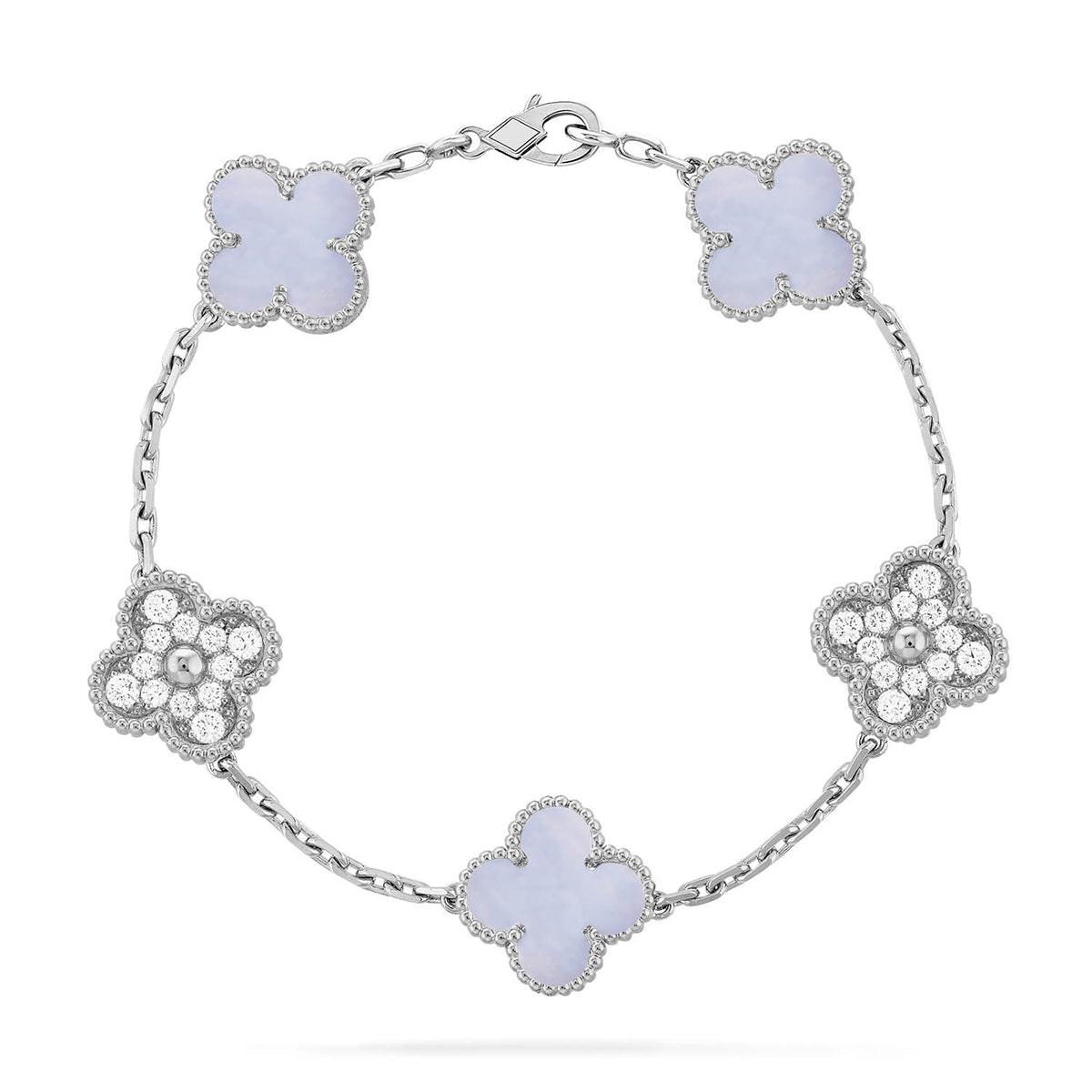 [Imperial]Neue CLOVER 5 MOTIV LILA CHALCEDON ARMBAND KOLLEKTION