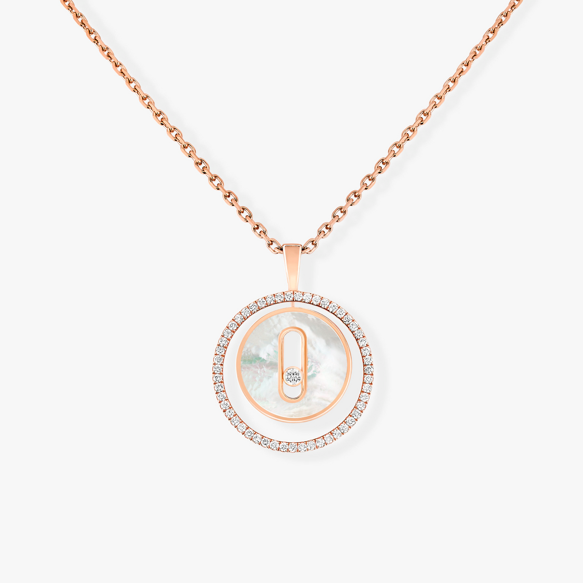 [Imperial] LUCKY MOVE 1 DIAMOND WHITE MOTHER OF PEARL PINK GOLD DIAMOND NECKLACE