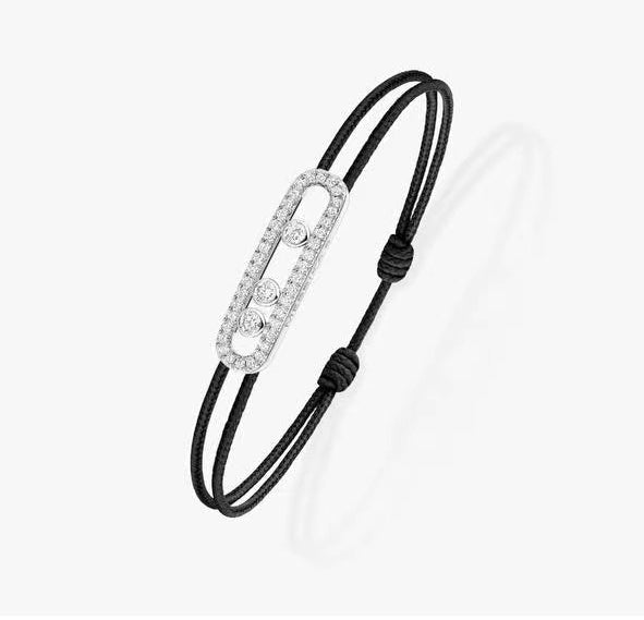 [Imperial] Messika Care(s) Armband mit rosa Kordel und Pavé-Fassung