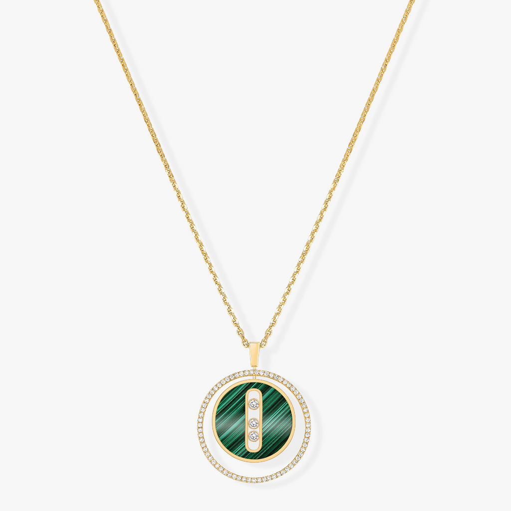 [Imperial] LUCKY MOVE 3 DIAMOND MALACHITE GOLD DIAMOND NECKLACE