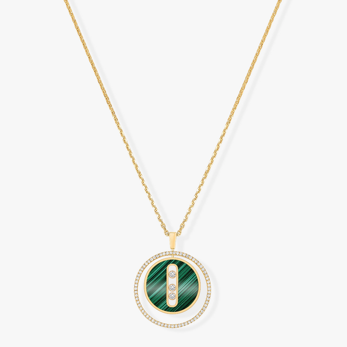 [Imperial] LUCKY MOVE 3 DIAMOND MALACHITE GOLD DIAMOND NECKLACE