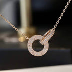 ¡®Imperial¡¯LOVE 7.6MM NECKLACE ROSE GOLD AND SILVER  FULL DIAMOND