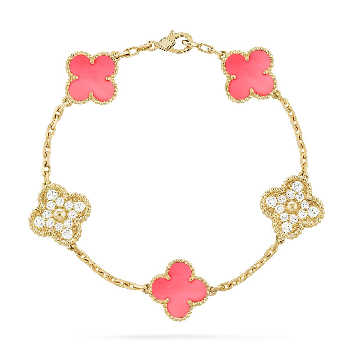 [Imperial]Neue CLOVER 5 MOTIFS PINK MOP ARMBAND KOLLEKTION