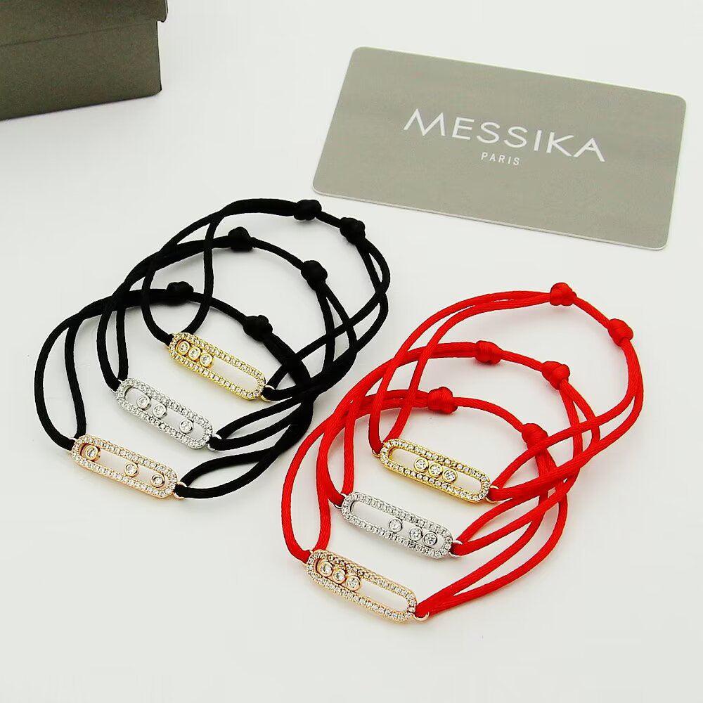 [Imperial] Messika Care(s) Armband mit rosa Kordel und Pavé-Fassung