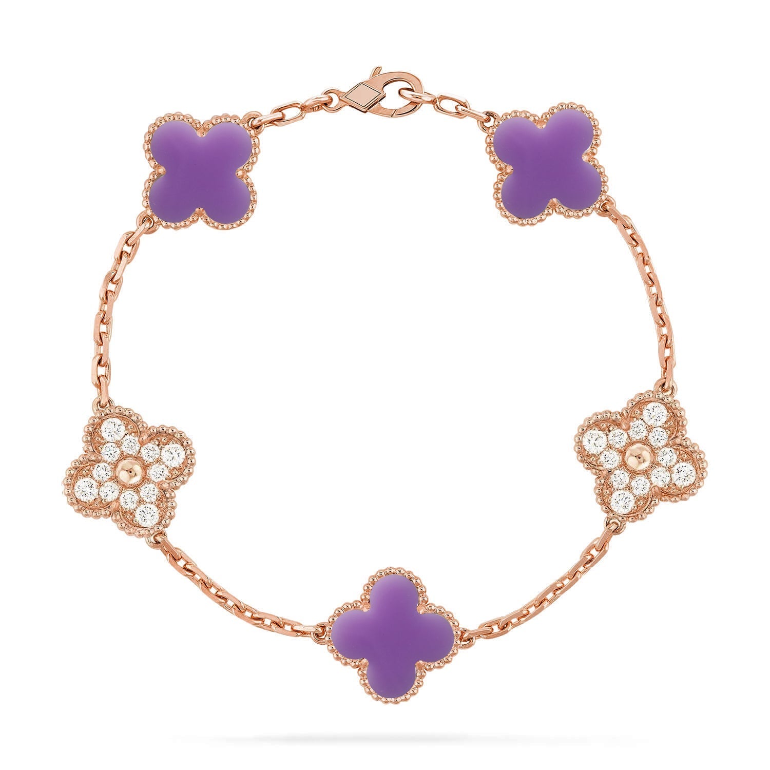 [Imperial]Nueva COLECCIÓN DE BRAZALETE TREBOL 5 MOTIVOS LILA