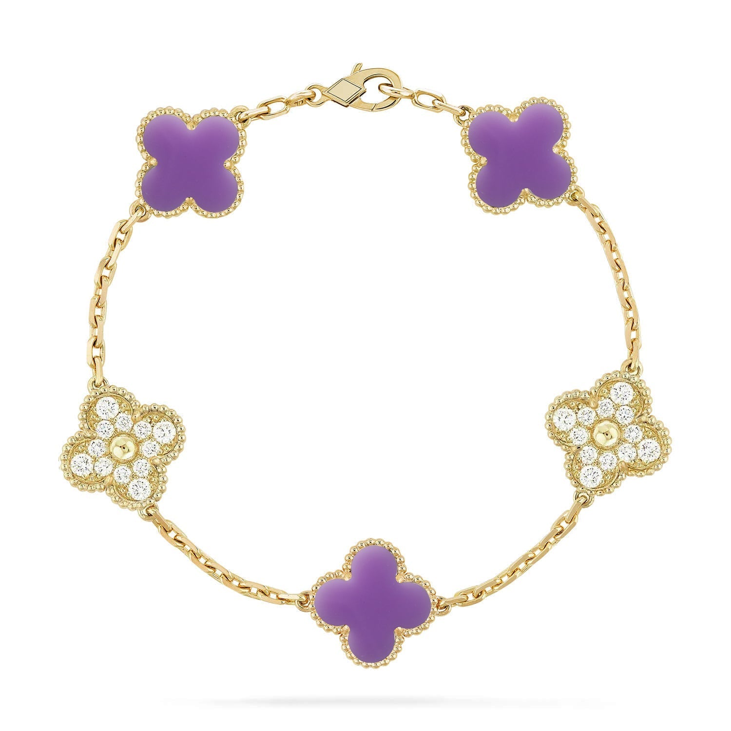 [Imperial]Nueva COLECCIÓN DE BRAZALETE TREBOL 5 MOTIVOS LILA