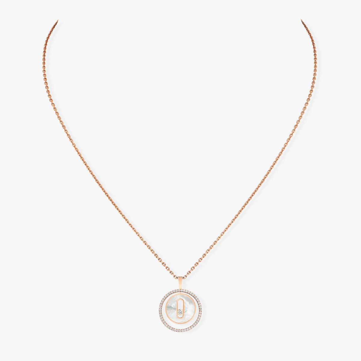 [Imperial] LUCKY MOVE 1 DIAMOND WHITE MOTHER OF PEARL PINK GOLD DIAMOND NECKLACE