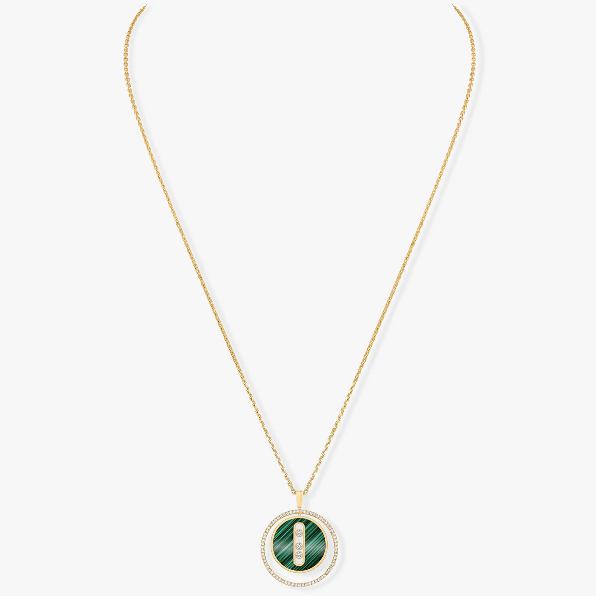 [Imperial] LUCKY MOVE 3 DIAMOND MALACHITE GOLD DIAMOND NECKLACE