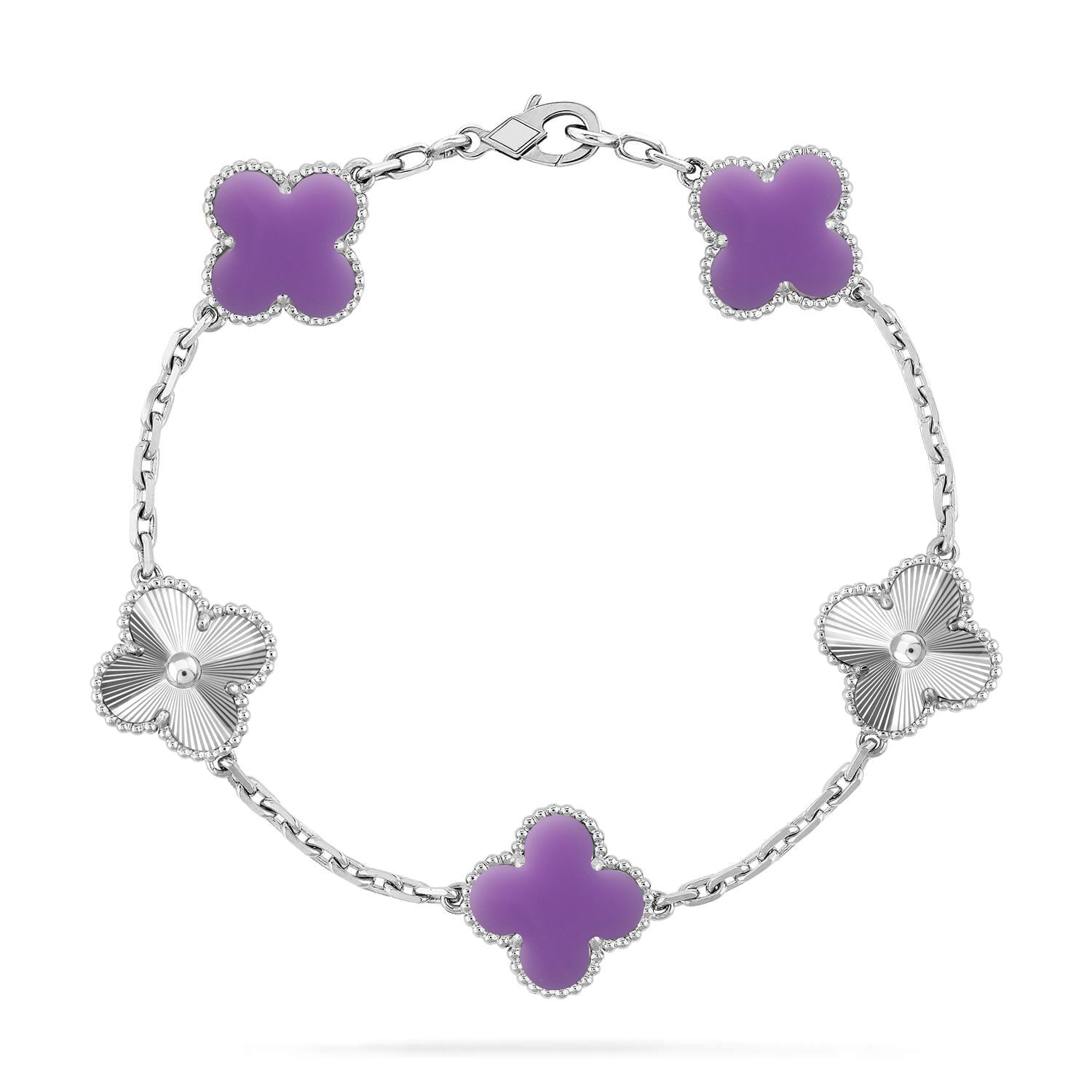 [Imperial]Nueva COLECCIÓN DE BRAZALETE TREBOL 5 MOTIVOS LILA