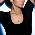 [Imperial] LUCKY MOVE 3 DIAMOND MALACHITE GOLD DIAMOND NECKLACE