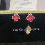 [Imperial] NEW CLOVER 15MM PINK ENAMEL STUD EARRINGS