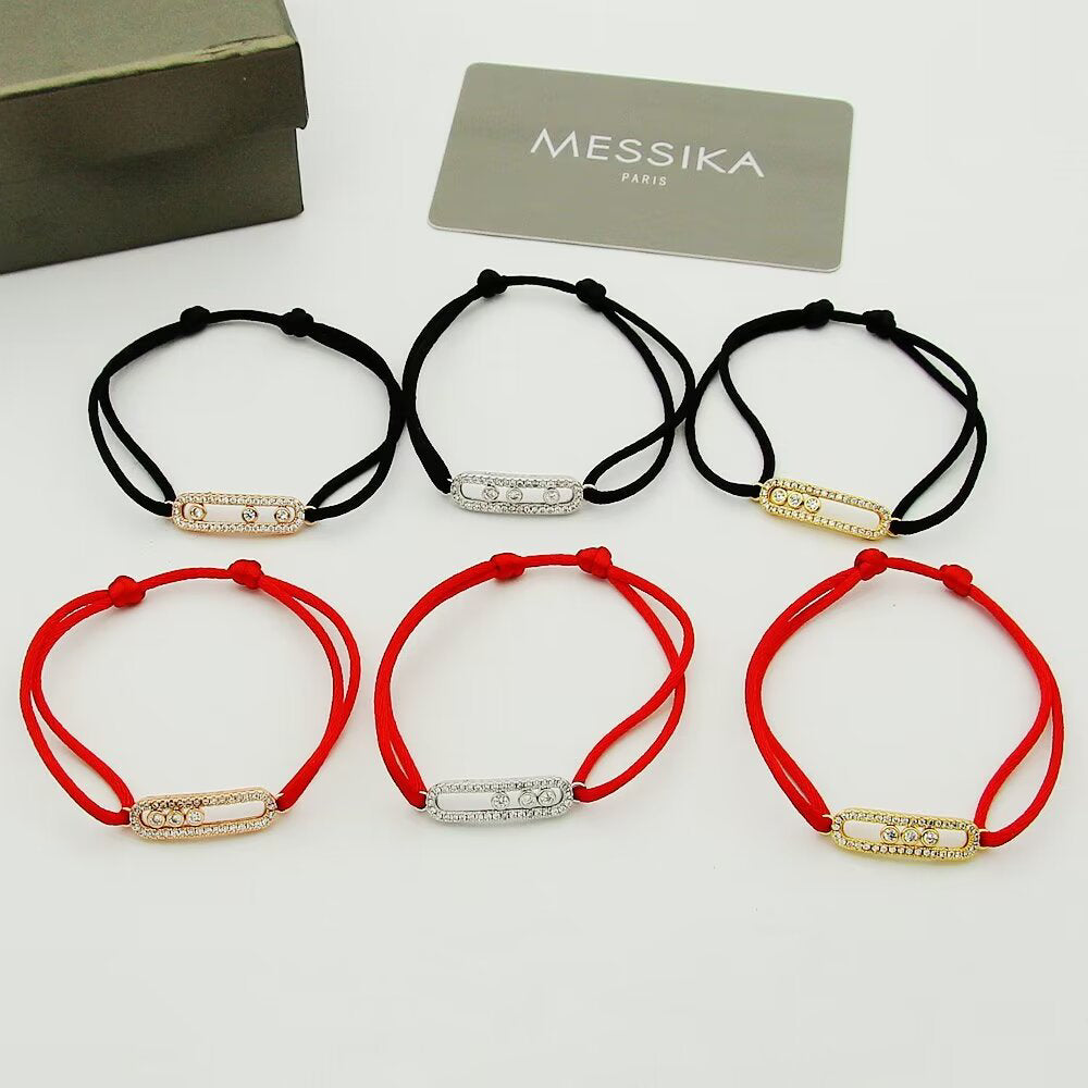 [Imperial] Messika Care(s) Armband mit rosa Kordel und Pavé-Fassung