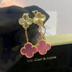 [Imperial] NEW CLOVER 2 MOTIF PINK ENAMEL EARRINGS