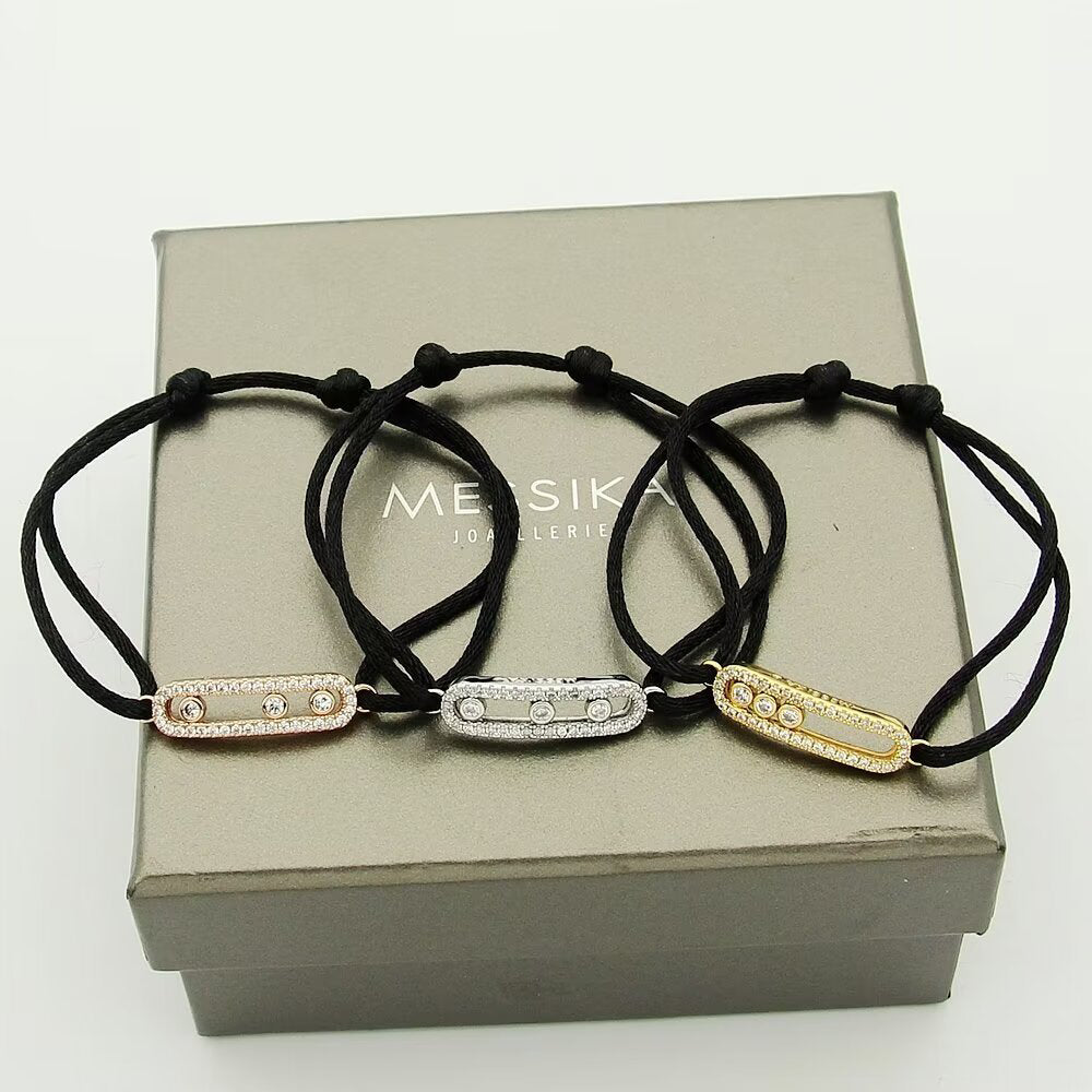 [Imperial] Messika Care(s) Armband mit rosa Kordel und Pavé-Fassung